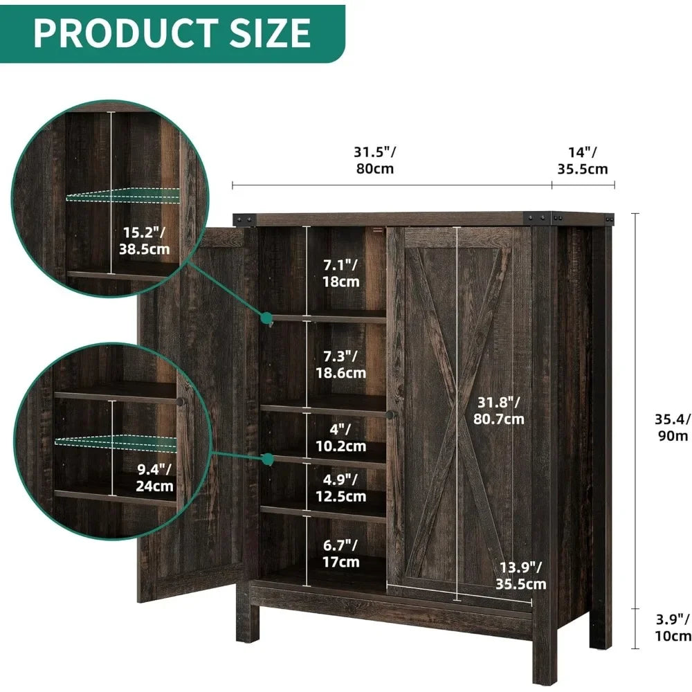 Farmhouse Style 5-Tier Shoe Storage Cabinet