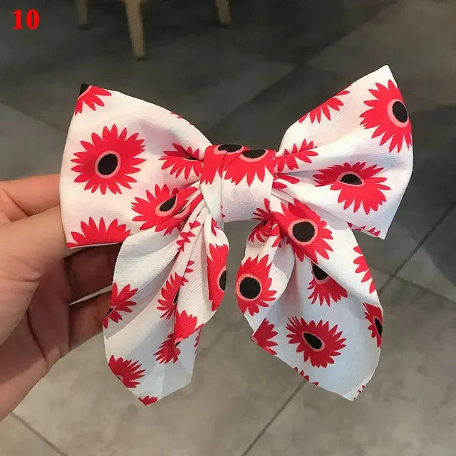 Girls Oversized Bow Knot Hairgrips Linen Barrette Hair Clip Ponytail Women Elegant Headwear Hairpins Red White Accessory