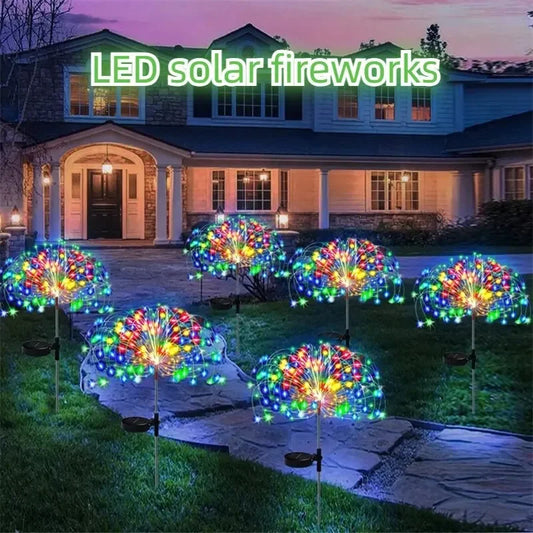 2Pack Solar Powered String Lamp Tree, Waterproof Outdoor Fireworks, 8 Modes DIY Lawn Patio/Garden