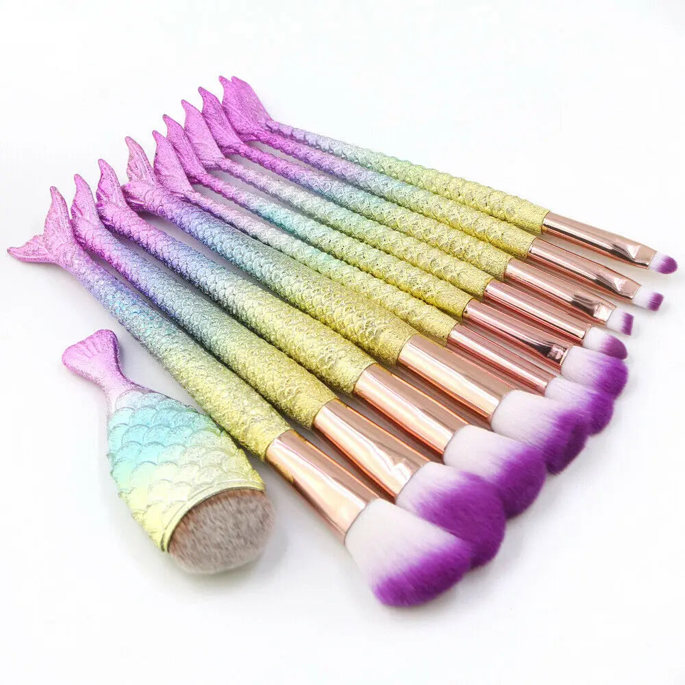 Makeup Brush Pro 11PCS Mermaid Cosmetic Brush Set