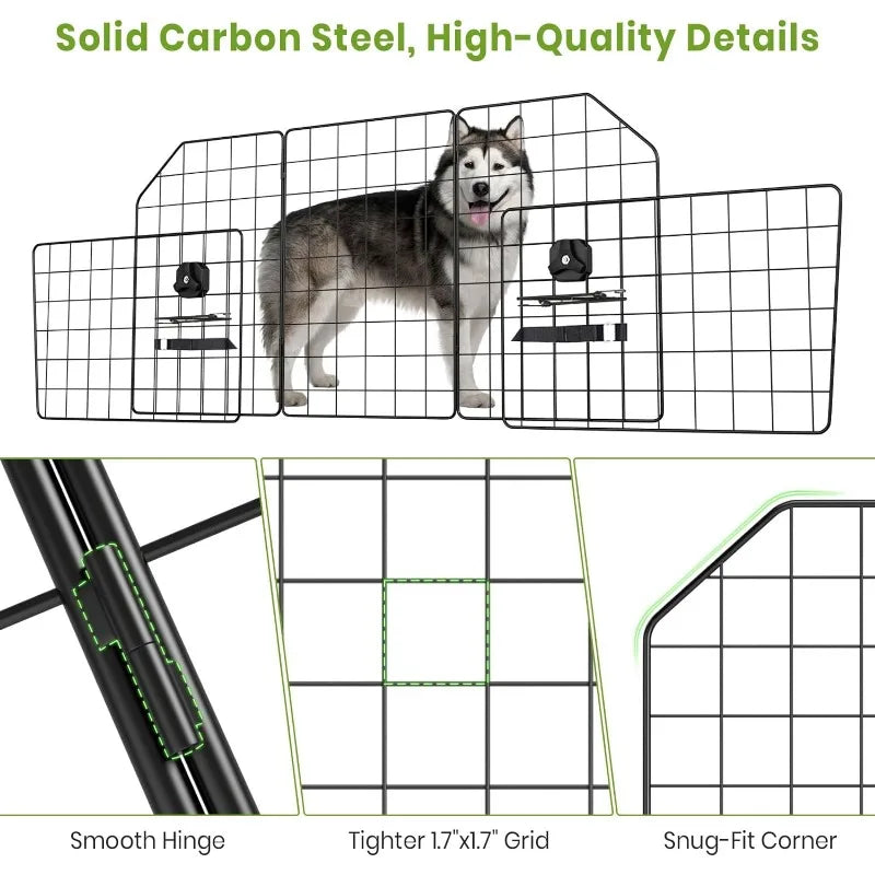 Car Dog Barrier, Pet Trunk Barrier, Vehicle Divider Mesh Gate on Backseat - Adjustable for Universal Fit, Portable Folding