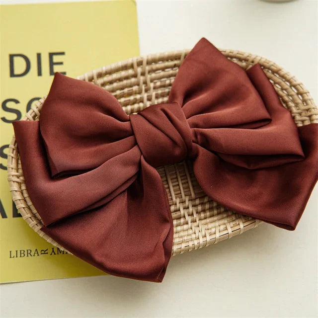 Girls Oversized Bow Knot Hairgrips Linen Barrette Hair Clip Ponytail Women Elegant Headwear Hairpins Red White Accessory