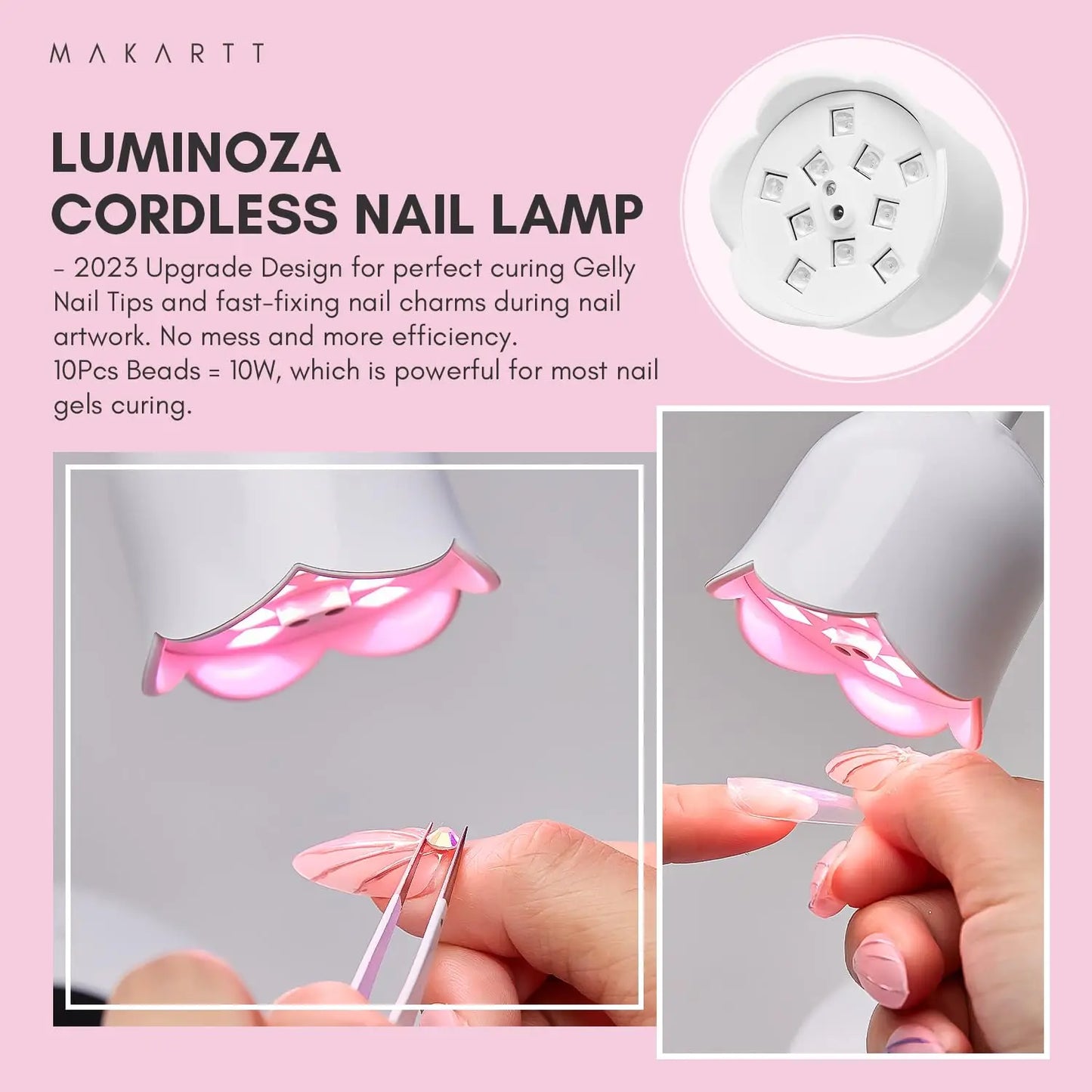 UV Nail Lamp Luminoza 10W Rechargeable LED Light with Sensor for Acrylic Nail Extension Flash Cure, Portable Gel Polish