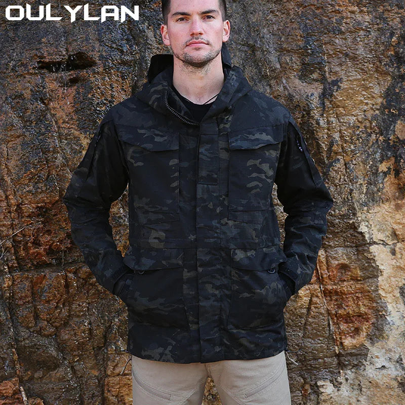 Tactical Coat Men's Jackets Autumn/Winter Outdoor Waterproof Windbreaker Mid length