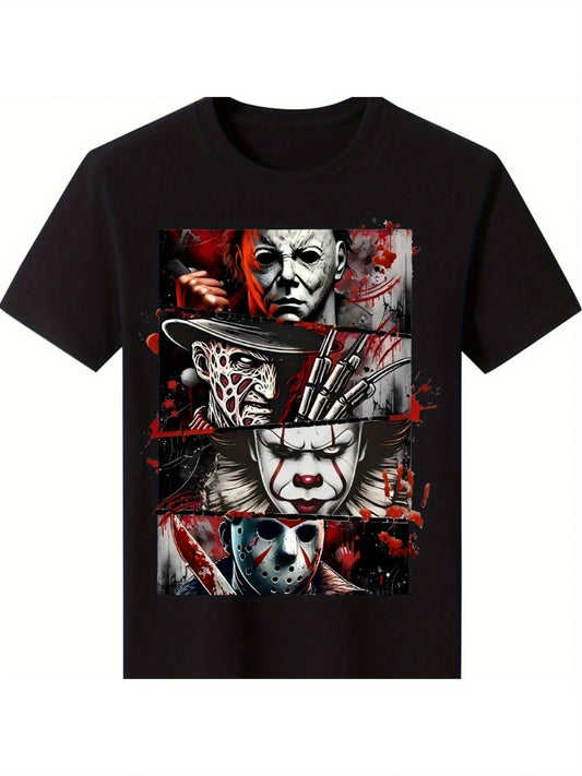 Men's Cotton Horror Icons Graphic T-Shirt