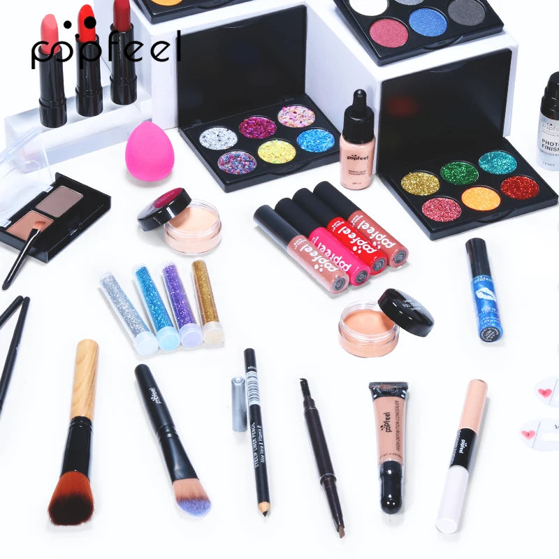 Professional Cosmetic Kit 8-Makeup Practice Makeup Set Eyeshadow Lip Gloss Concealer Brushes With Bag