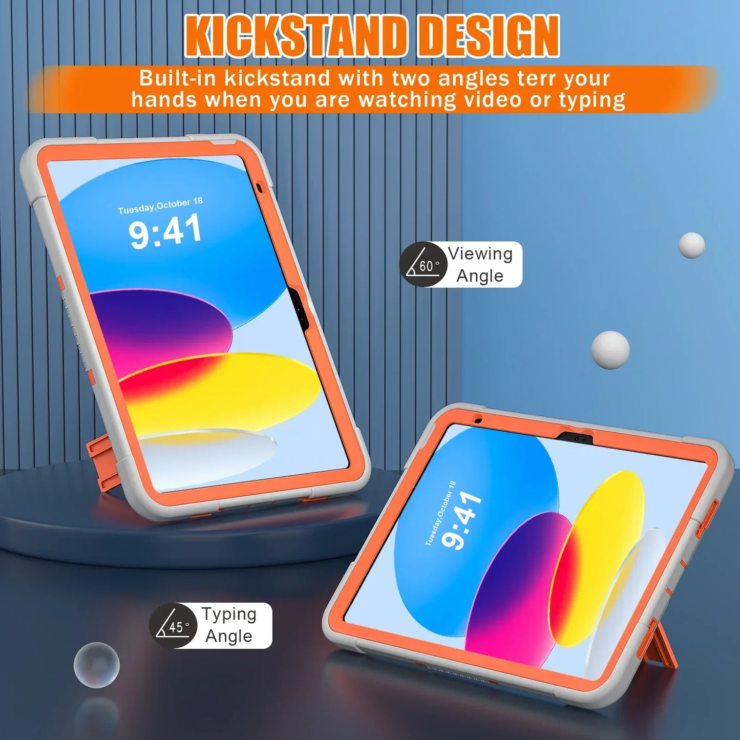 Case for iPad 10th Generation 10.9 Inch 2022, Heavy Duty Shockproof Rugged Protective Case with Kickstand Design