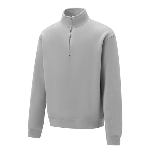 Men's Cozy Fleece Quarter Zip Pullover Sweater with Stand Collar and Long Sleeves