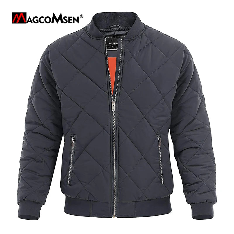 MAGCOMSEN Men's Padded Warm Jackets, Full Zip Aviator Jacket