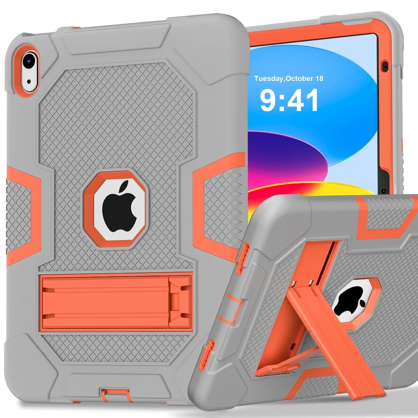 Case for iPad 10th Generation 10.9 Inch 2022, Heavy Duty Shockproof Rugged Protective Case with Kickstand Design