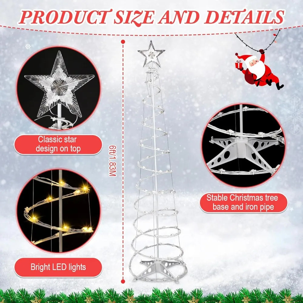 4 Pack 6 Ft LED Spiral Tree Light Decoration with Topper Star for Indoor or Outside