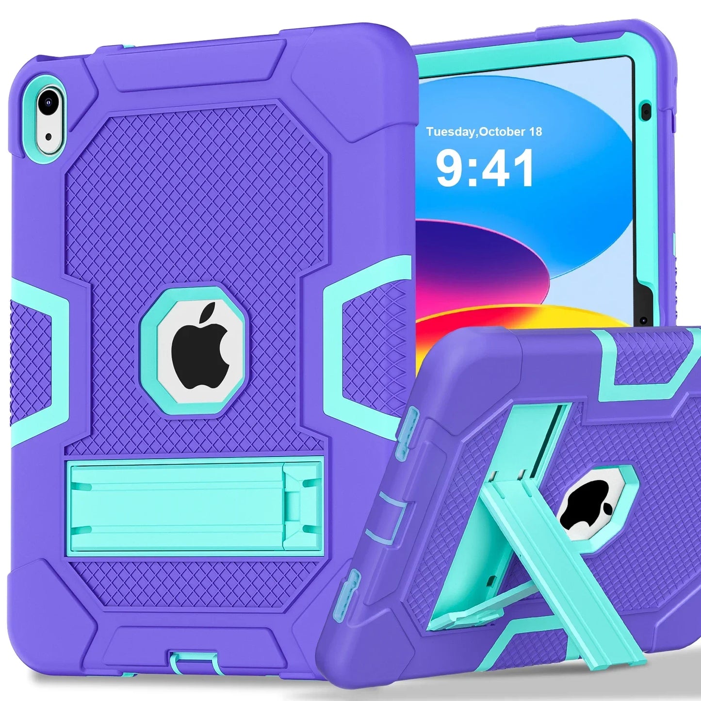 Case for iPad 10th Generation 10.9 Inch 2022, Heavy Duty Shockproof Rugged Protective Case with Kickstand Design