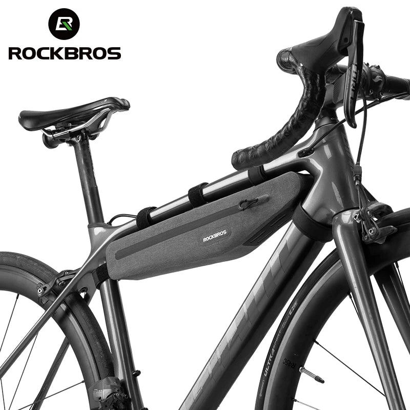 ROCKBROS Waterproof Bike Bag 1.5L Front Tube Triangle Length, Double Zipper Scratch-resistant