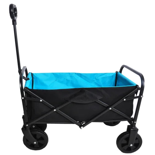 Large Capacity Folding Wagon, Pull Trolley Collapsible Folding Outdoor Portable Utility Cart