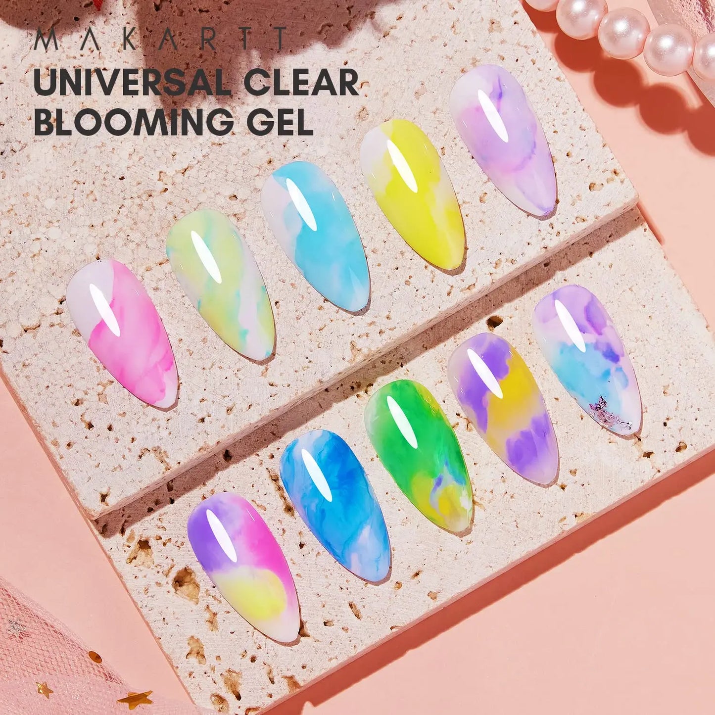 Clear Blooming Gel–15ml UV LED Soak Off Nail Art Polish for Spreading Effect, Marble Nail Polish Gel Paint Nail Designs