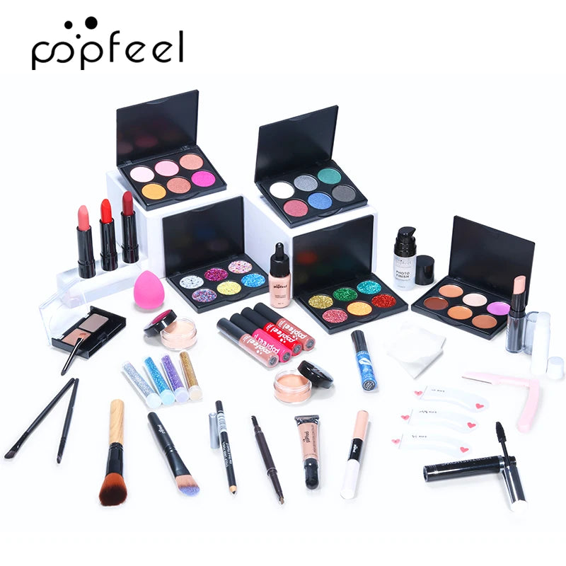 Professional Cosmetic Kit 8-Makeup Practice Makeup Set Eyeshadow Lip Gloss Concealer Brushes With Bag