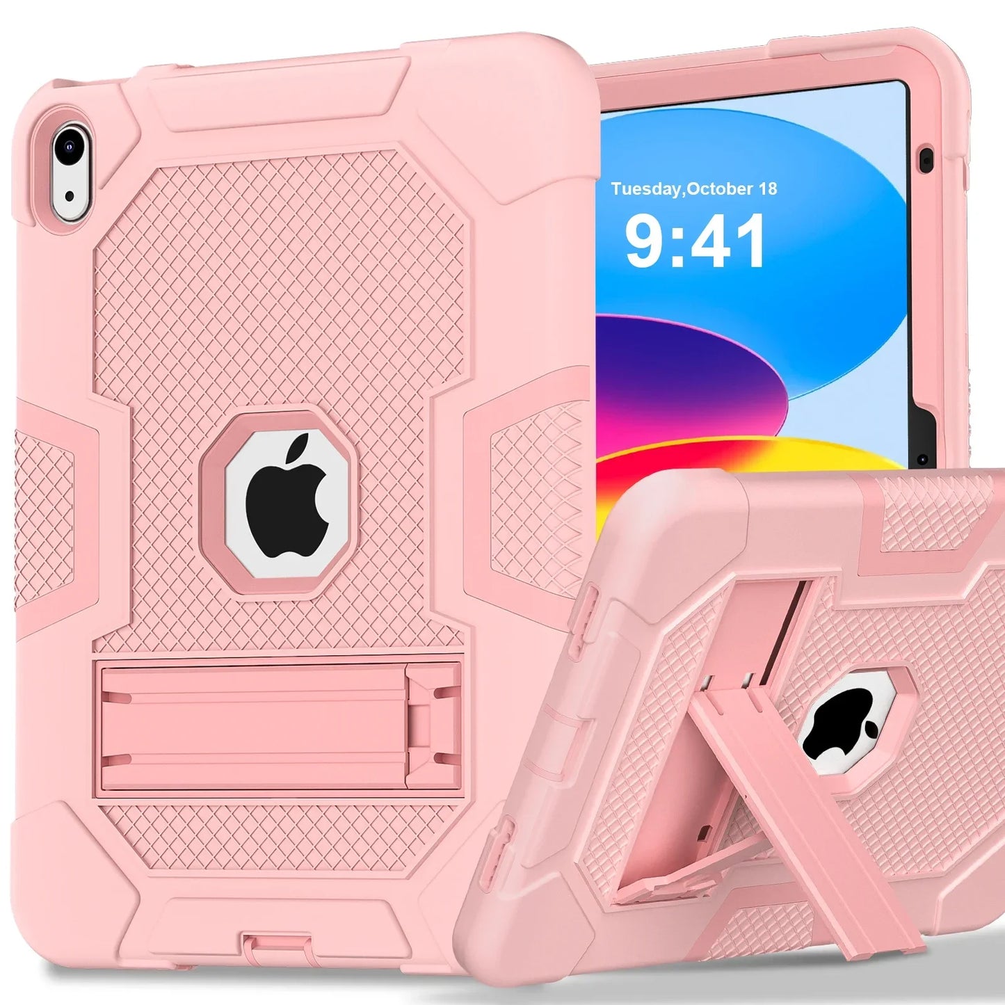 Case for iPad 10th Generation 10.9 Inch 2022, Heavy Duty Shockproof Rugged Protective Case with Kickstand Design