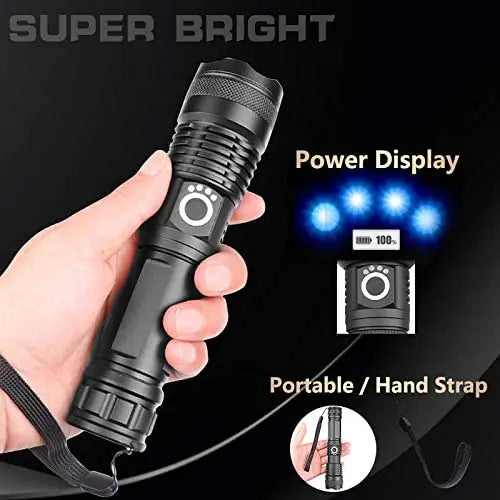 10000 Lumen Rechargeable Tactical Flashlight