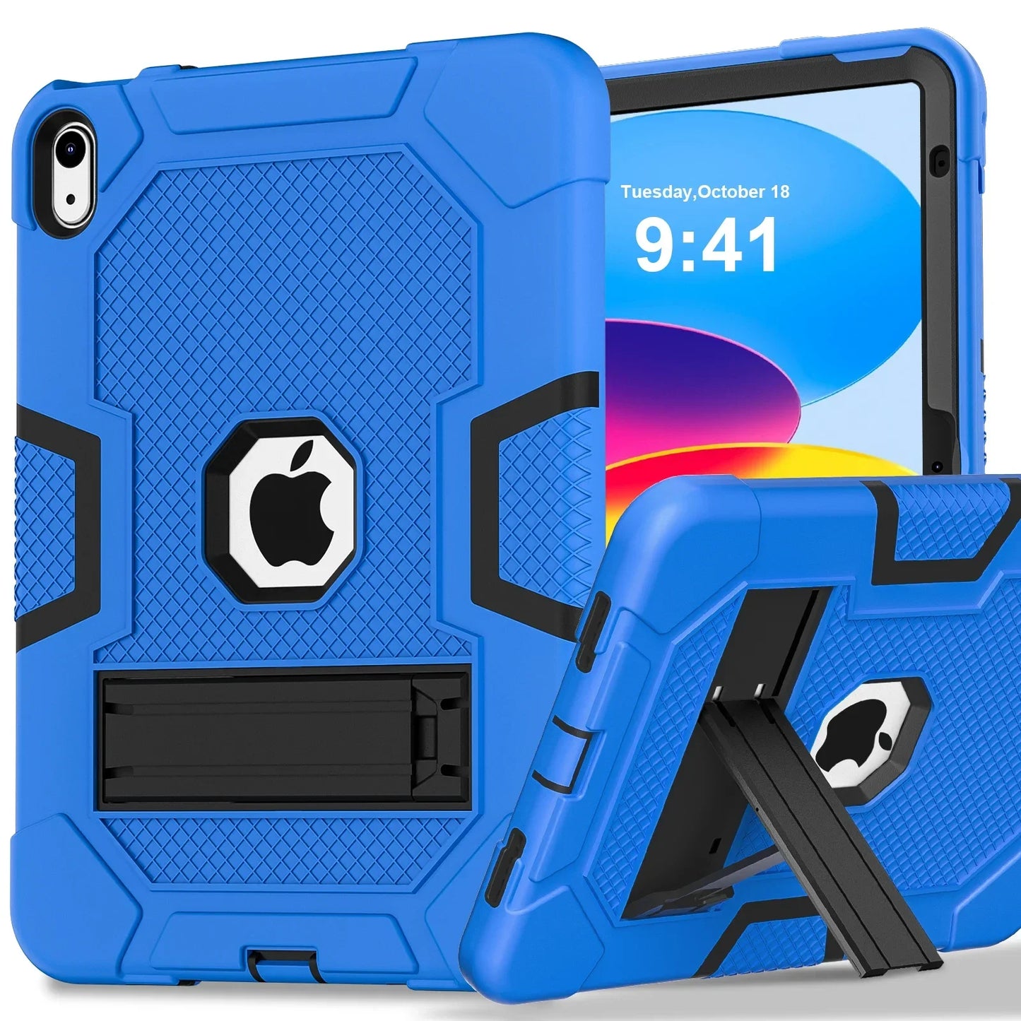 Case for iPad 10th Generation 10.9 Inch 2022, Heavy Duty Shockproof Rugged Protective Case with Kickstand Design