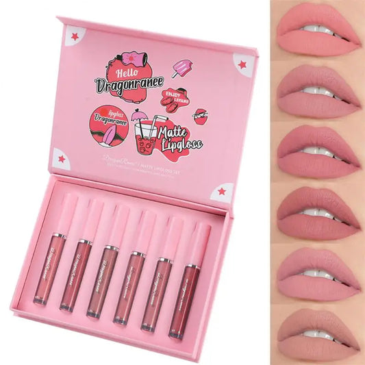 6pcs Waterproof Velvet Lip Gloss Matte Texture Rouge Long Lasting Sweat Proof Matte Liquid Lipstick Lip Glaze Compact Design