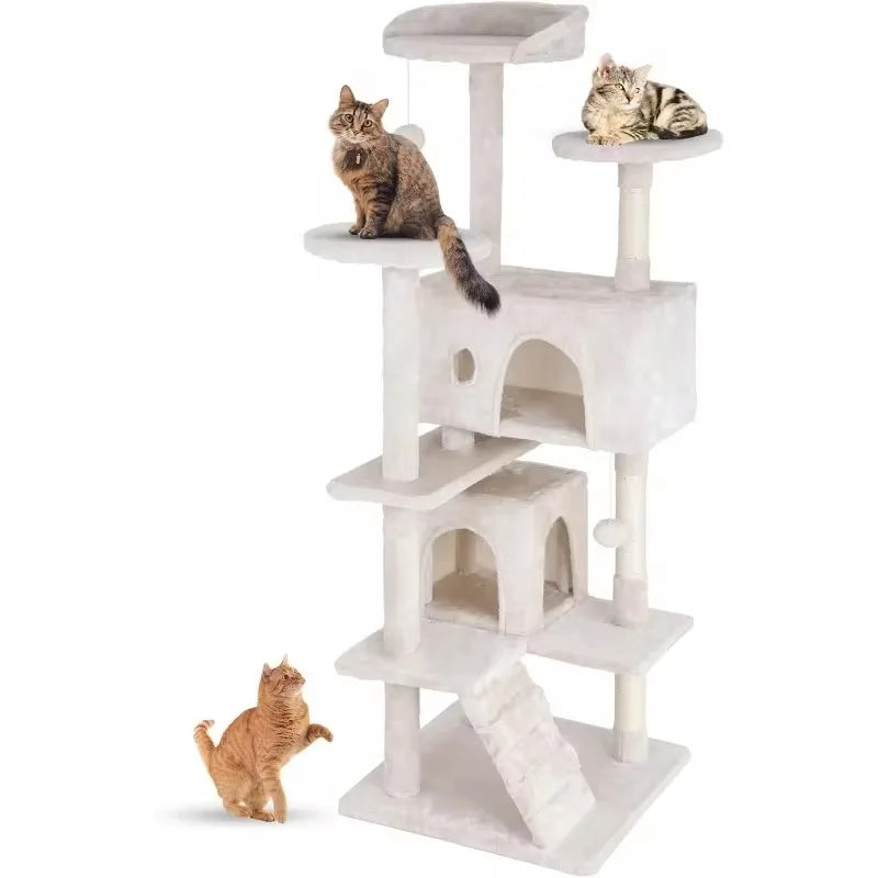 Cat Tree 54in Multi-Level Durable Cat Scratching Post & Cozy Fun Jumping Platform