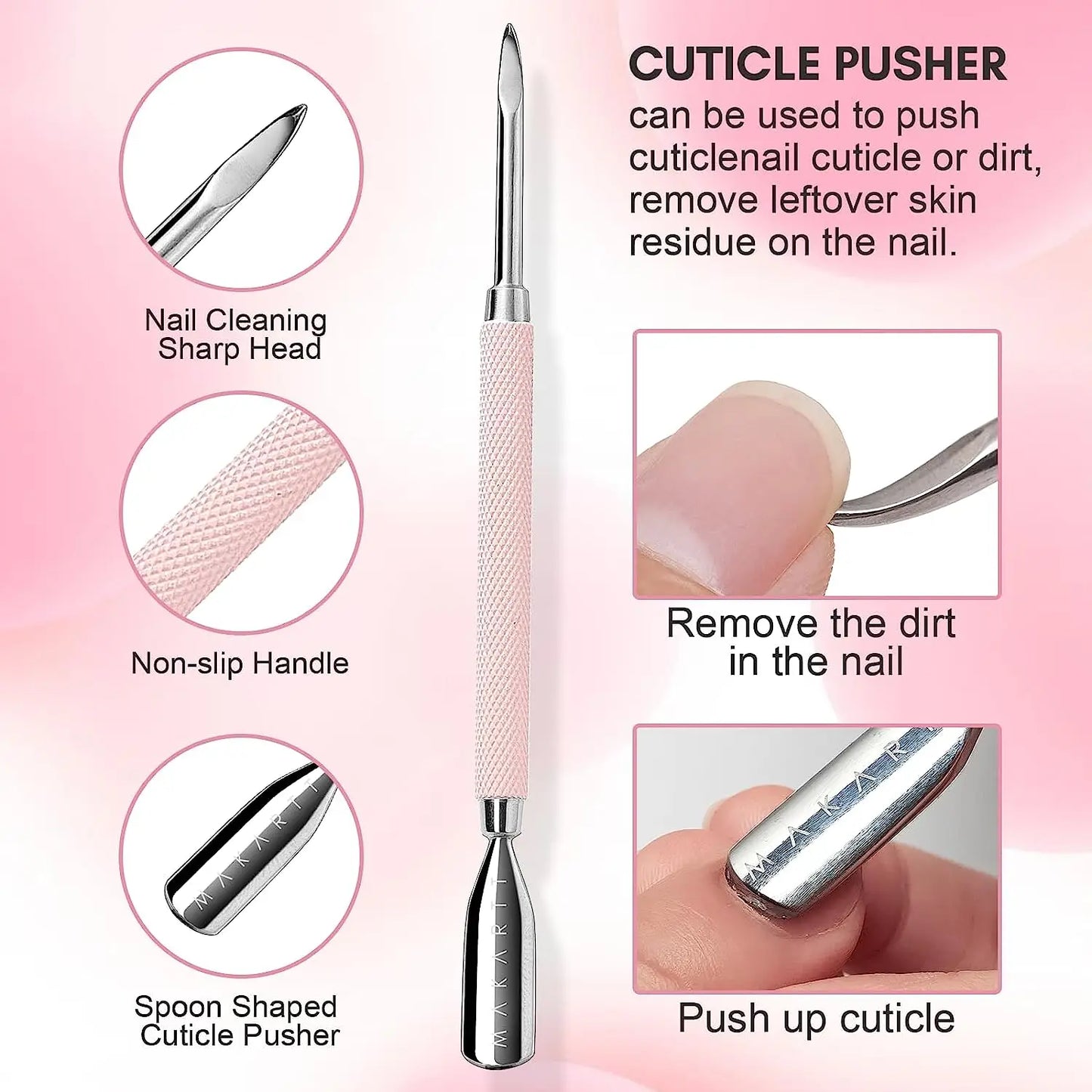 Makartt Cuticle Remover Kit, Nail Care with Cuticle Oil Pen, Trimmer, Nail File & 120ml Cuticle Remover Liquid, Manicure Set