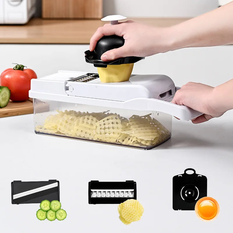 26 piece set of multifunctional vegetable slicer, kitchen cutting utensil, onion slicer, dicer.