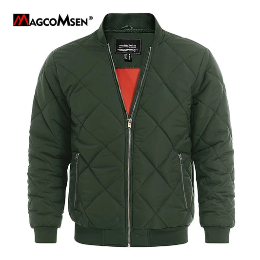 MAGCOMSEN Men's Padded Warm Jackets, Full Zip Aviator Jacket