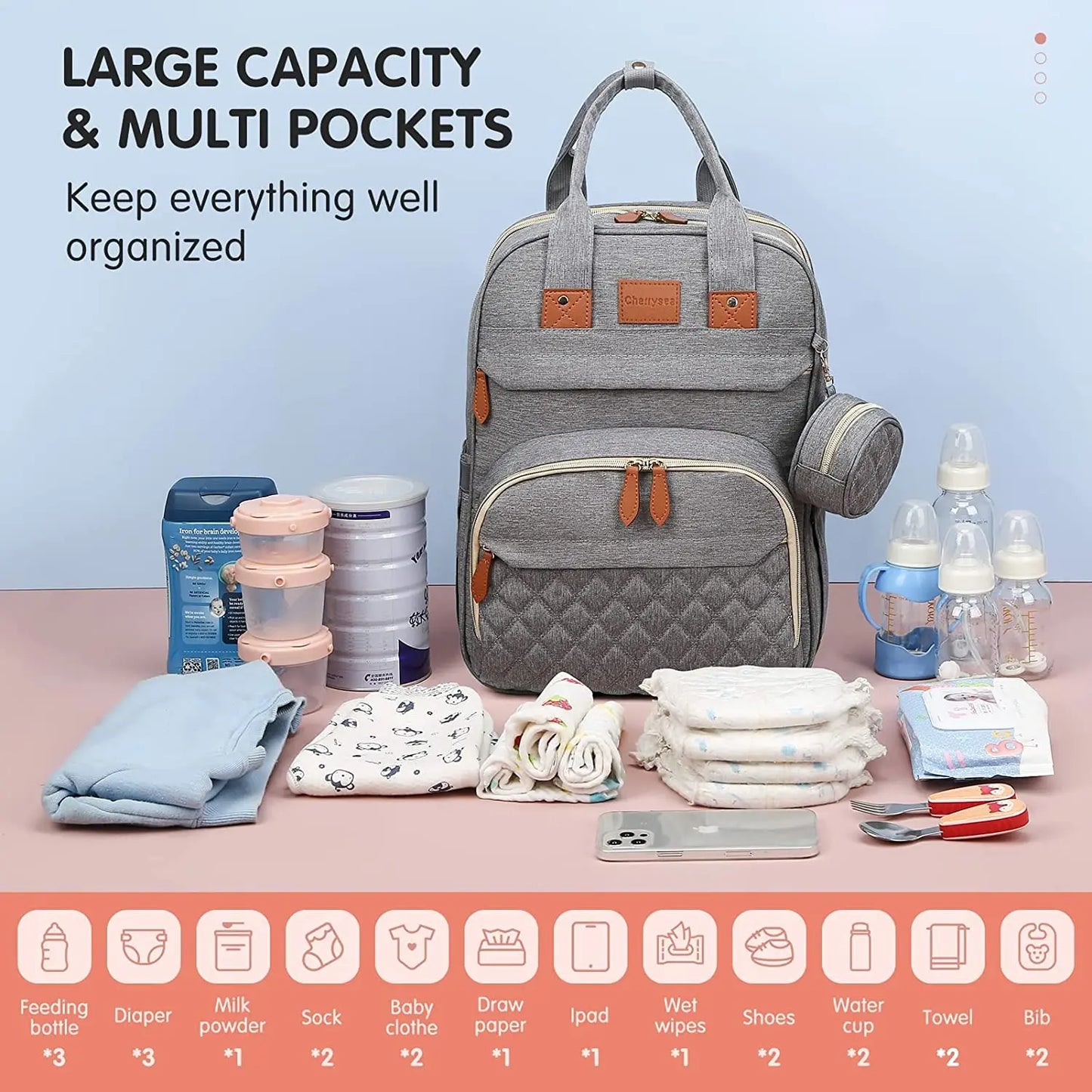 3 In 1 Diaper Bag Backpack Foldable Baby Bed Waterproof Travel Bag with USB Charger