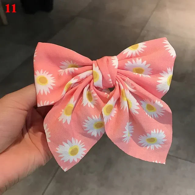 Girls Oversized Bow Knot Hairgrips Linen Barrette Hair Clip Ponytail Women Elegant Headwear Hairpins Red White Accessory