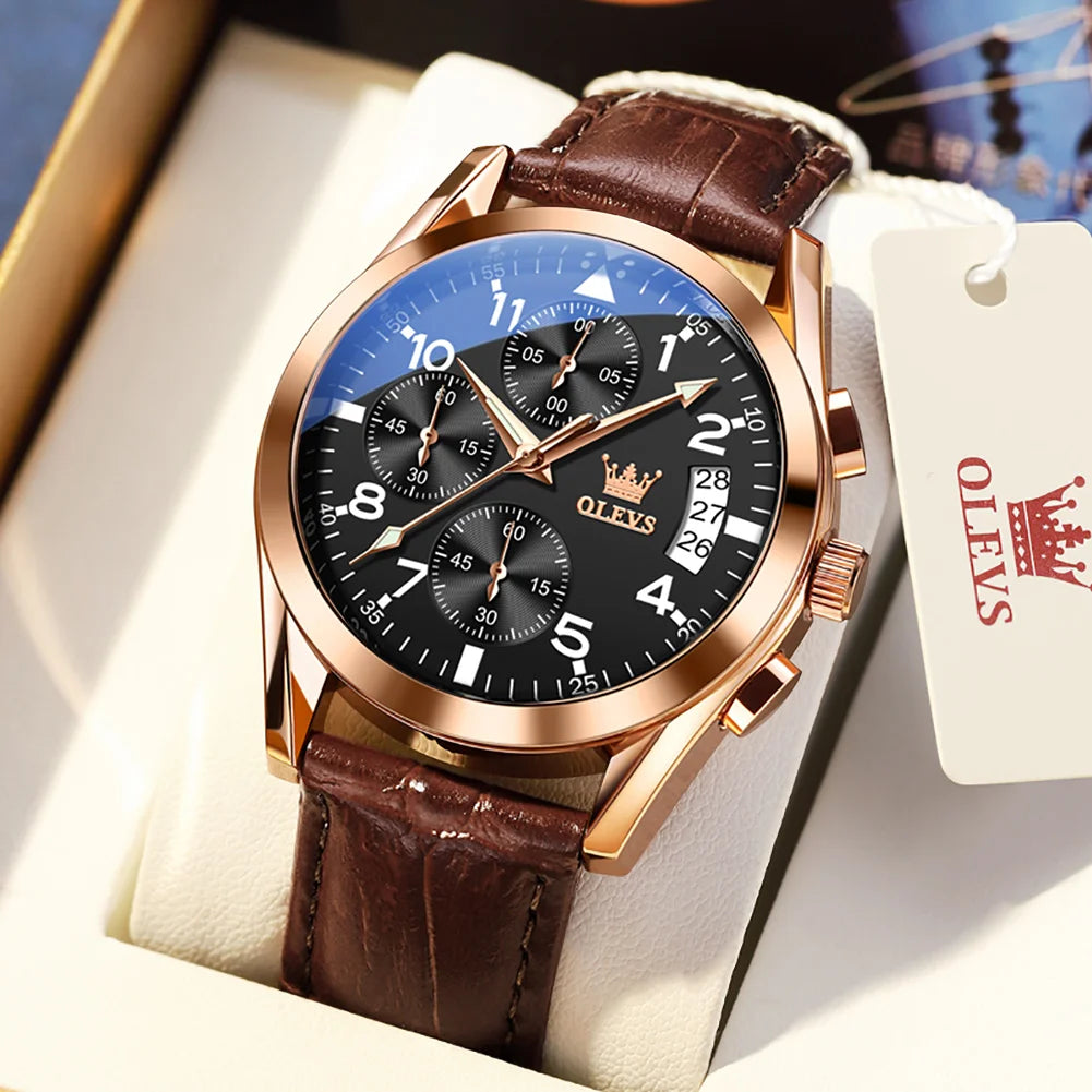 Men's Watches, Waterproof, Luminous Quartz Leather Wrist watch