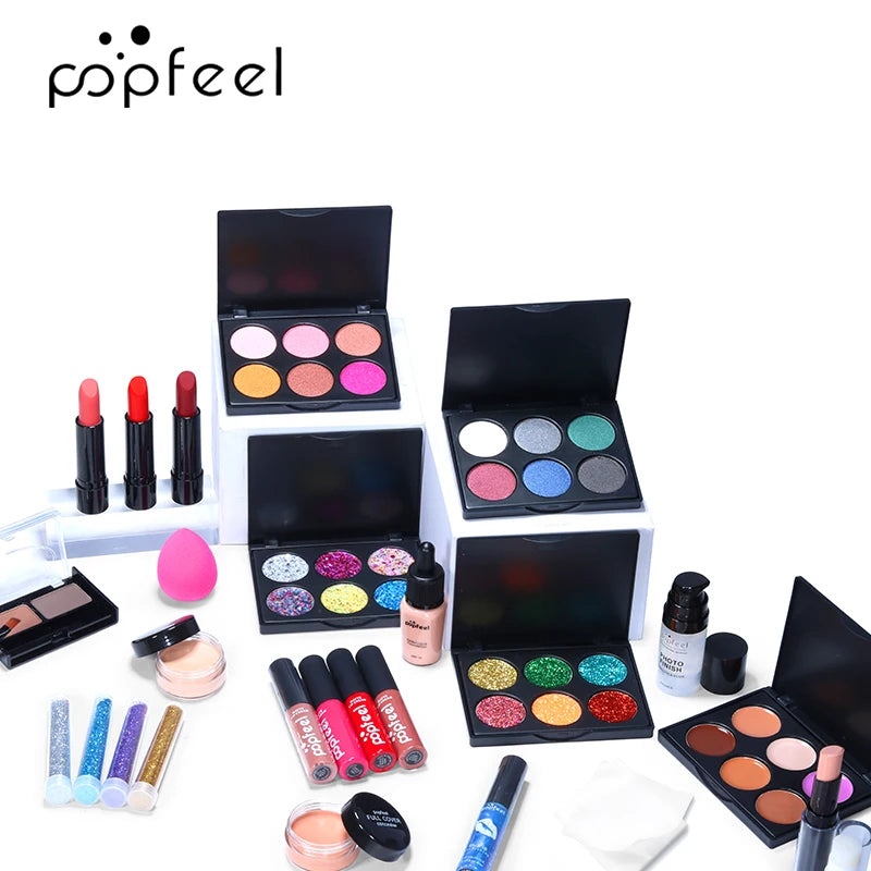 Professional Cosmetic Kit 8-Makeup Practice Makeup Set Eyeshadow Lip Gloss Concealer Brushes With Bag