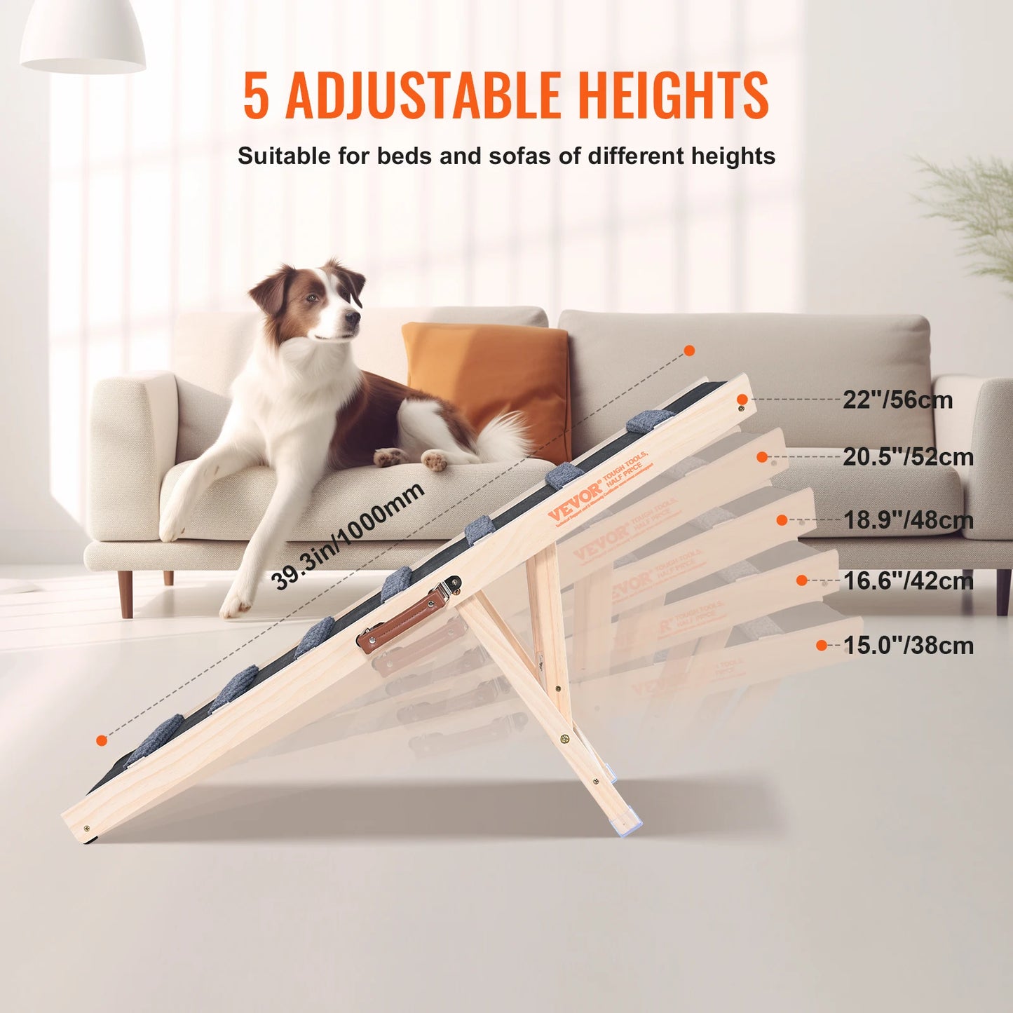 VEVOR Dog Ramp Folding Ladder Anti-slip High Adjustable