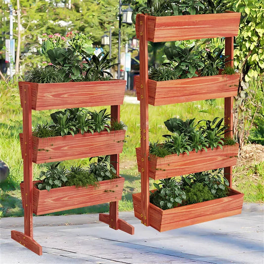 3/4 Tier Vertical Raised Garden Bed, Cedar Planter Box. For Herb, Vegetable Or Flower Growing