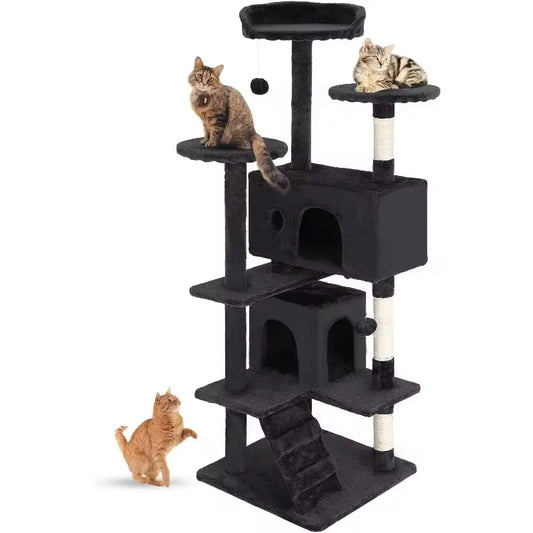 Cat Tree 54in Multi-Level Durable Cat Scratching Post & Cozy Fun Jumping Platform