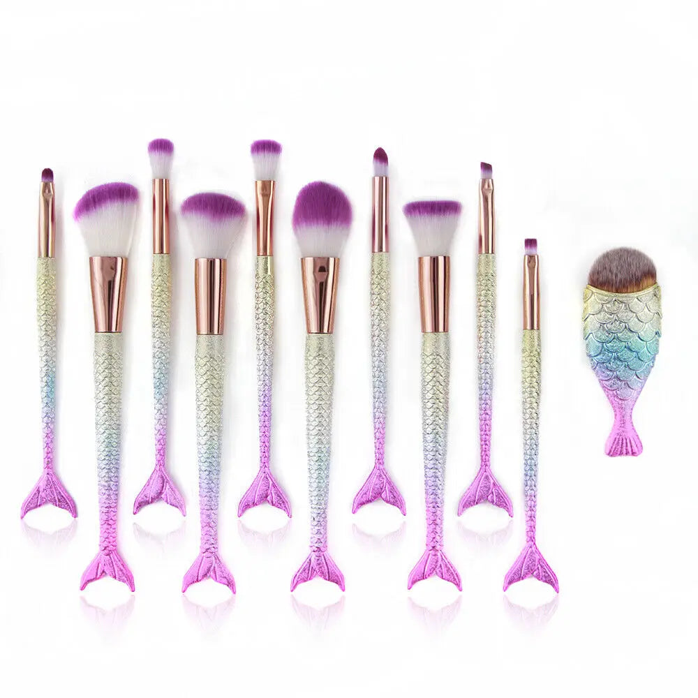 Makeup Brush Pro 11PCS Mermaid Cosmetic Brush Set