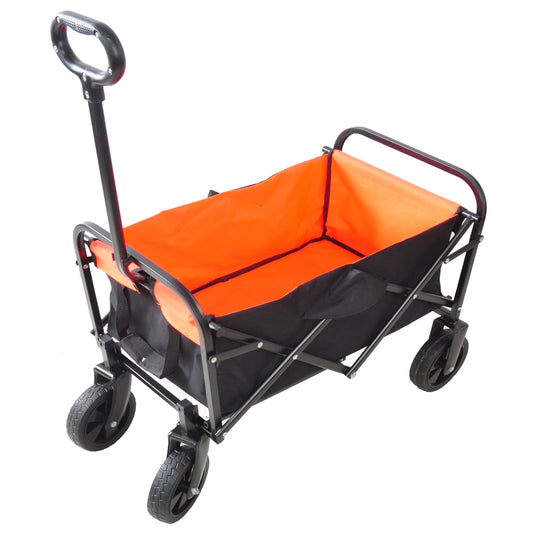 Large Capacity Folding Wagon, Pull Trolley Collapsible Folding Outdoor Portable Utility Cart