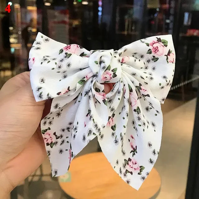 Girls Oversized Bow Knot Hairgrips Linen Barrette Hair Clip Ponytail Women Elegant Headwear Hairpins Red White Accessory