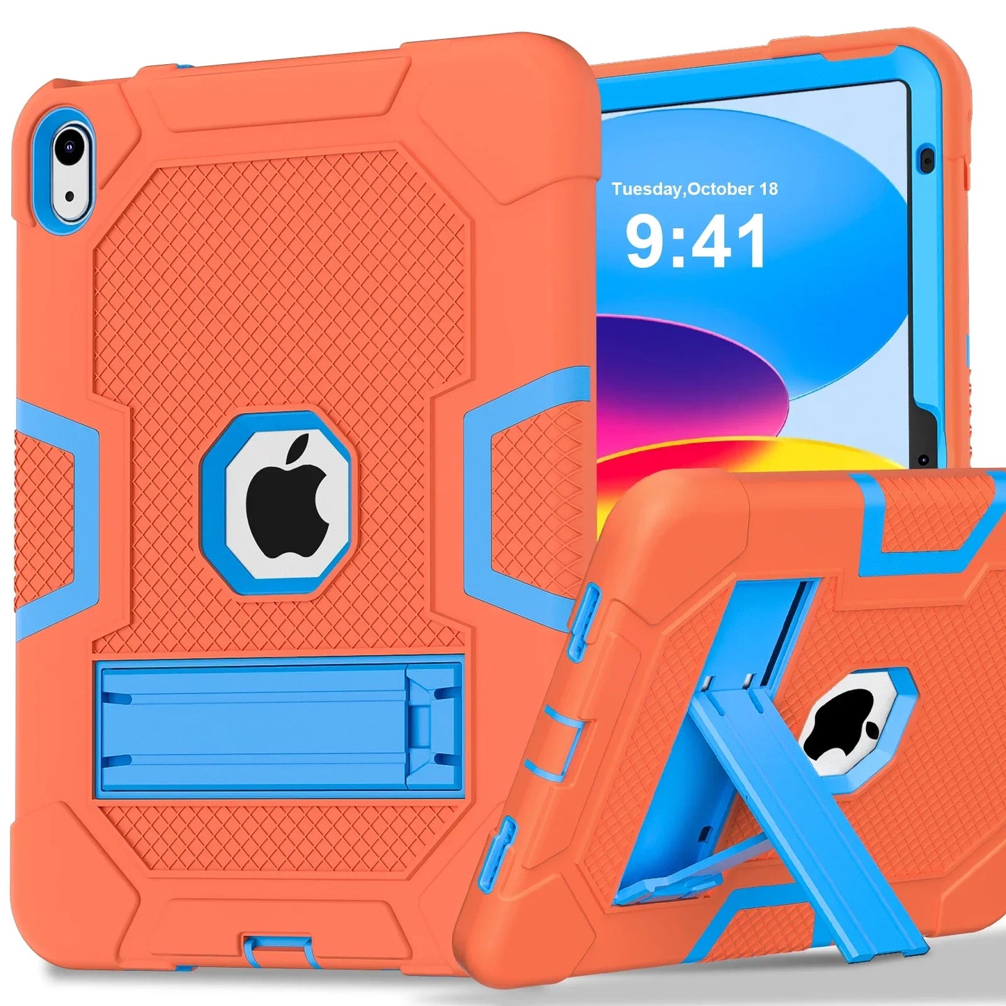 Case for iPad 10th Generation 10.9 Inch 2022, Heavy Duty Shockproof Rugged Protective Case with Kickstand Design