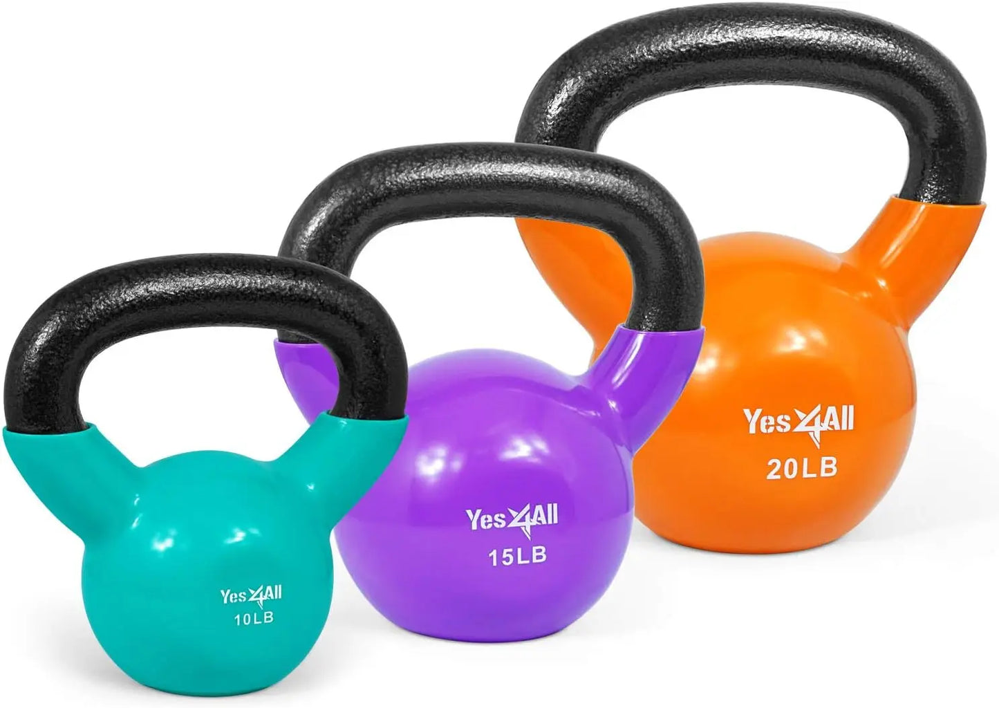 Kettlebell Set Vinyl Coated Weights Combo for Full Body Workout