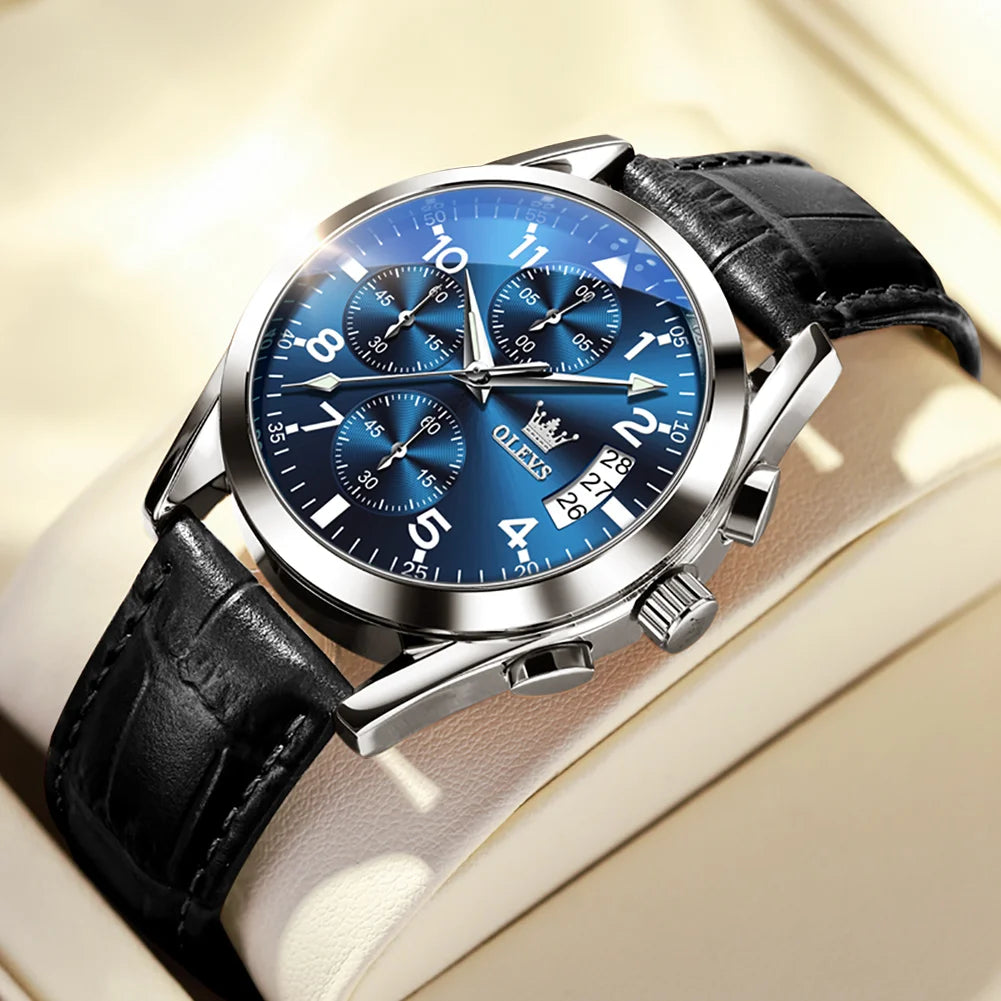 Men's Watches, Waterproof, Luminous Quartz Leather Wrist watch