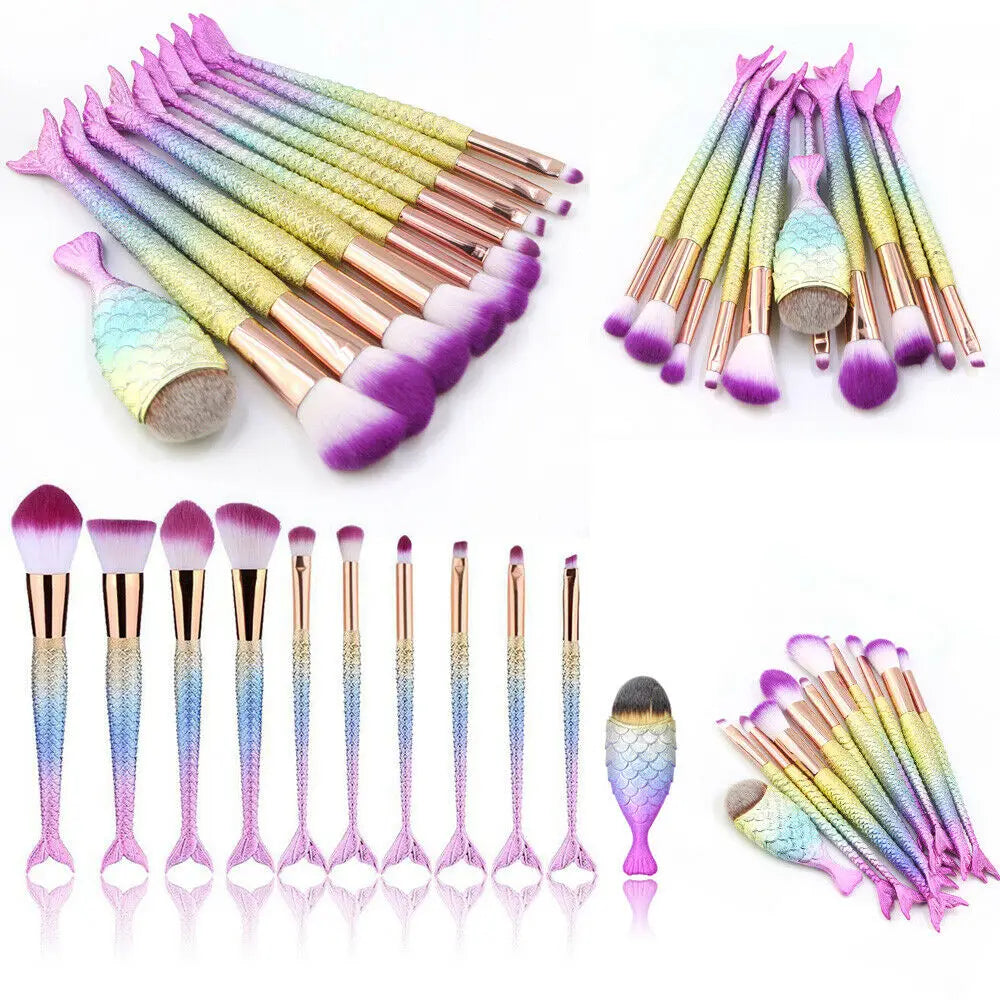 Makeup Brush Pro 11PCS Mermaid Cosmetic Brush Set