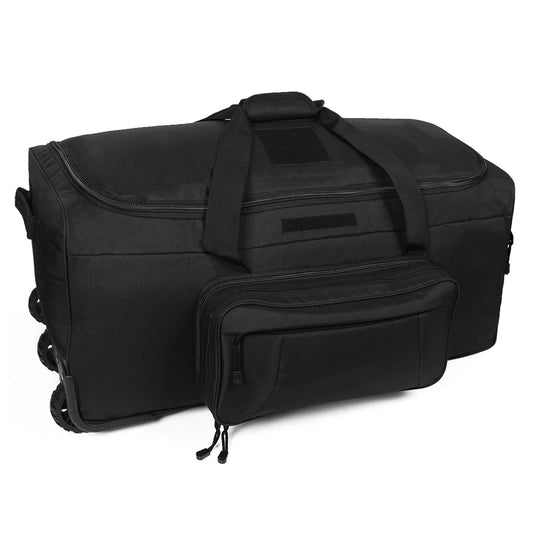 124L Large Capacity Tactical Duffel Bag, Rolling Luggage for Heavy-Duty Camping, Hiking Luggage Travel Suitcase