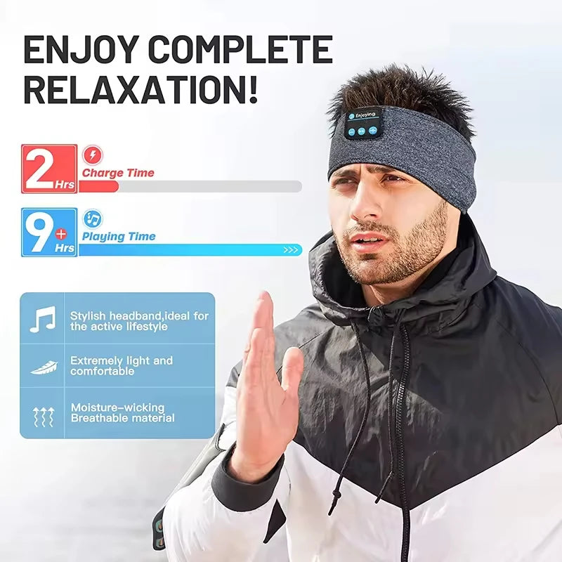 Eye Mask Wireless Bluetooth Earphones, Sports Sleeping Headband Elastic Headset Headband