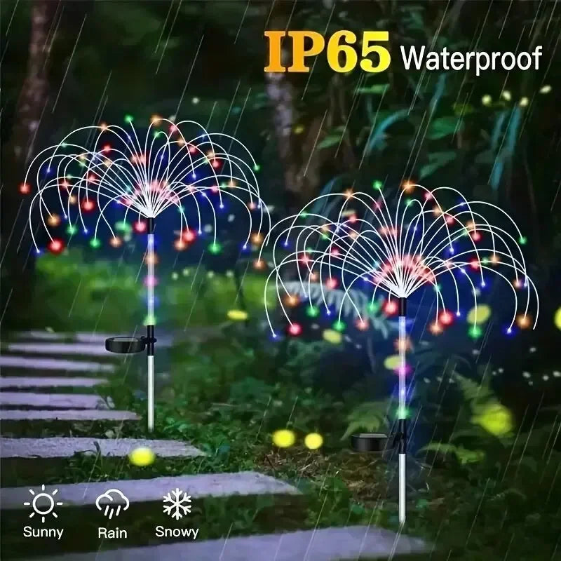 2Pack Solar Powered String Lamp Tree, Waterproof Outdoor Fireworks, 8 Modes DIY Lawn Patio/Garden