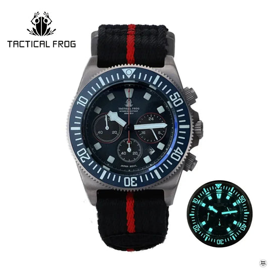 Tactical Frog FXD Titanium Diving Watch For Men Chronograph Solar-powered Quartz Movement  Super Luminous 20 ATM