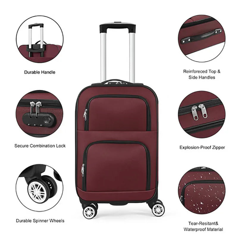 20inch Luggage Oxford Cloth Travel Suitcases with Wheels