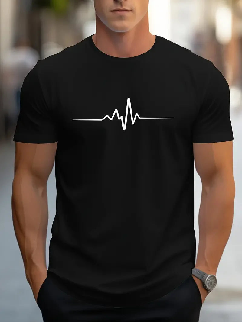 Creative Print Men's Fashionable Summer Crew Neck Short Sleeve Sports T-shirt