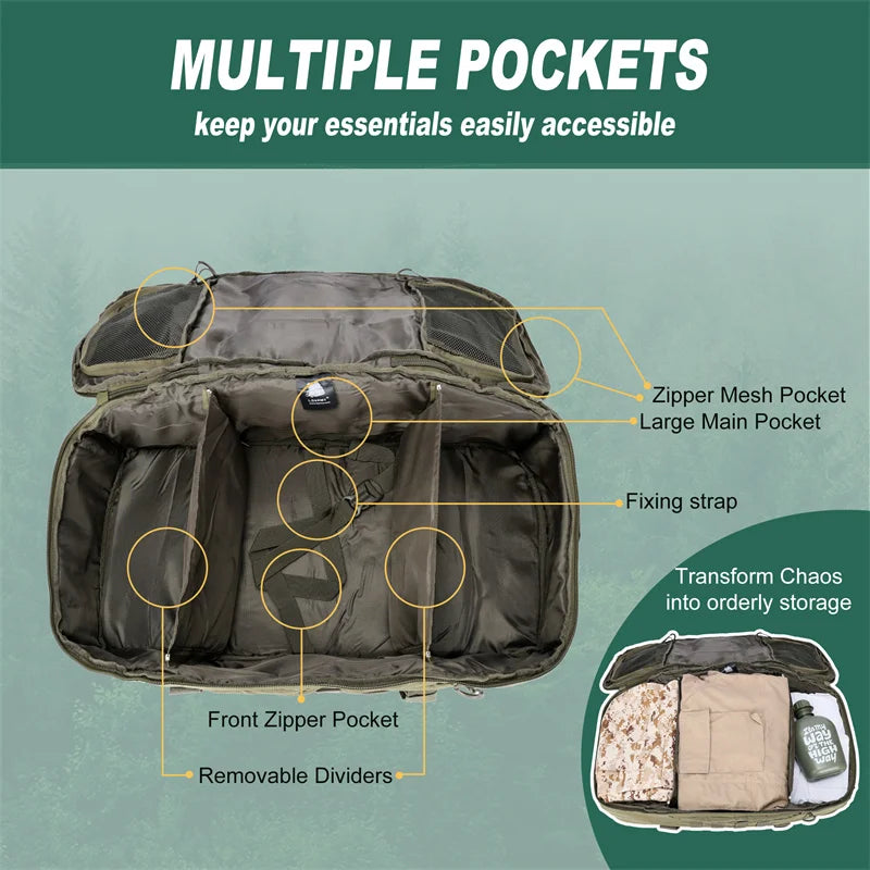 Outdoor Mountaineering Bag Molle Tactical Backpack Large Duffel Bag Hiking Camping Travel Bags