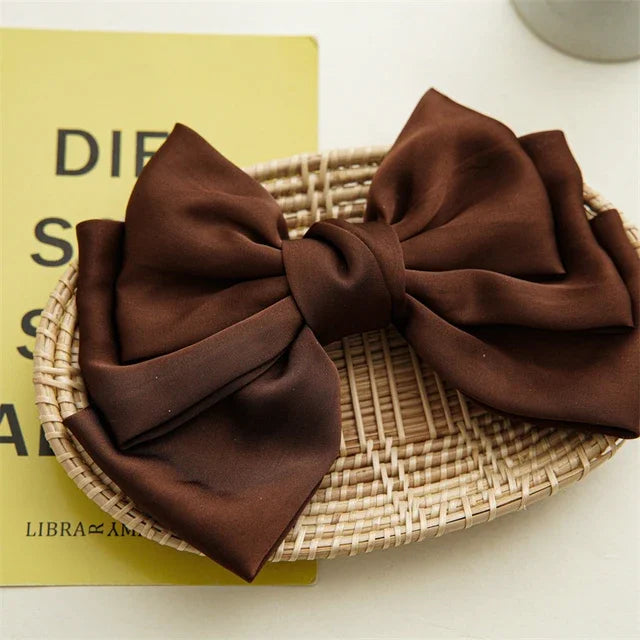 Girls Oversized Bow Knot Hairgrips Linen Barrette Hair Clip Ponytail Women Elegant Headwear Hairpins Red White Accessory